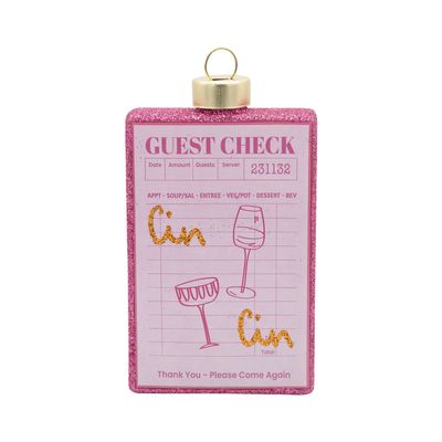 Kat + Annie Cin Cin Guest Check Ornament Set of 6, 94966, 026301949664