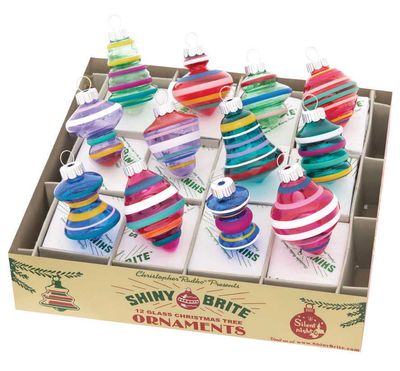Christopher Radko Vivid Vintage 12 Count Decorated Shapes Ornaments 4028184, 026301910114