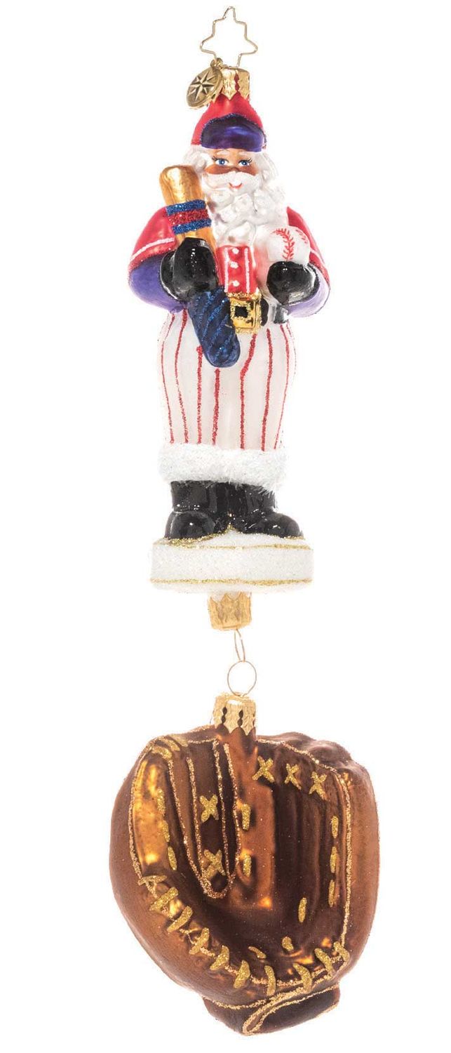 Christopher Radko Slugger Santa Ornament 1021290, 026301898603