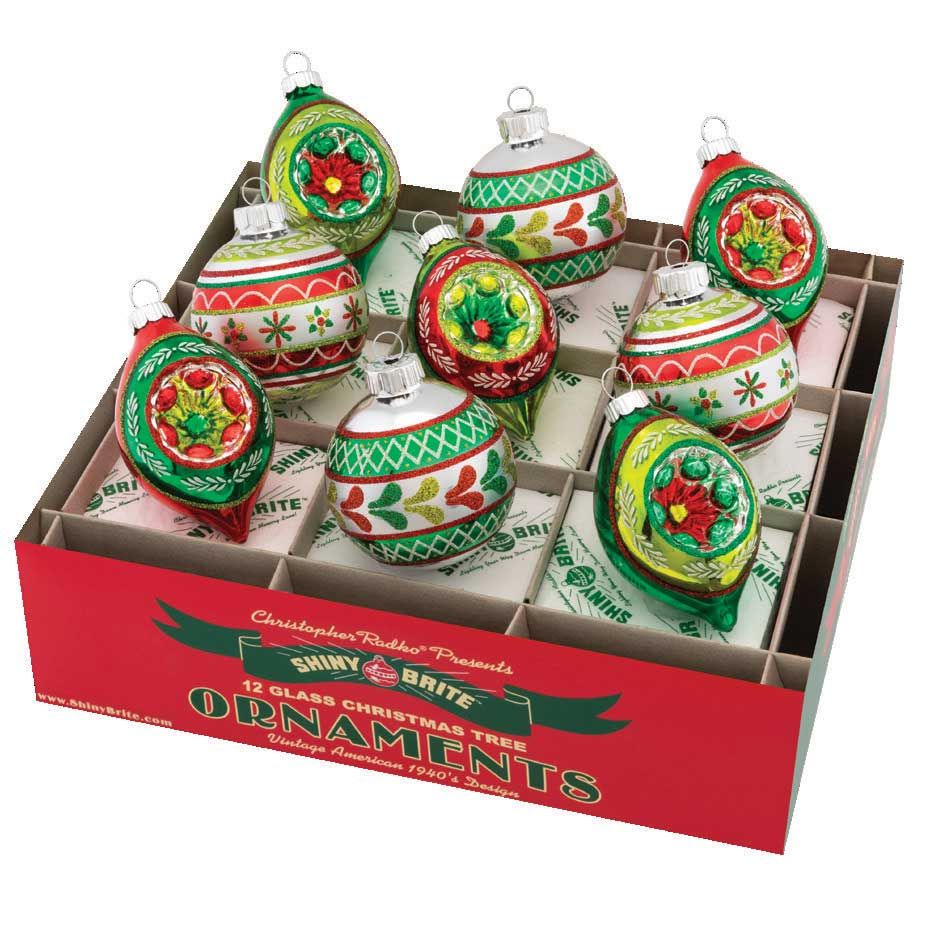 Christopher Radko Holiday Splendor 9 Count Decorated Rounds &amp; Reflector Tulips Ornaments 4027714, 6…