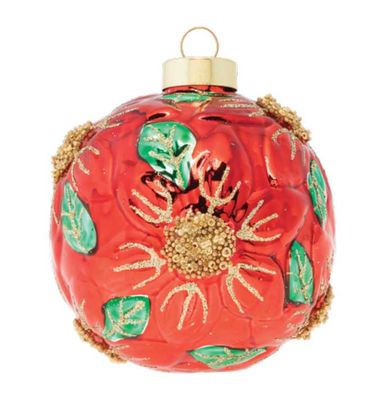 Kat + Annie Poinsettia Sculpted Round Ornament Set of 6, 84497, 026301844976