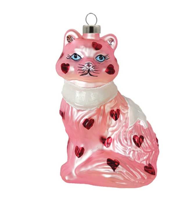 Kat + Annie Pink Heart Cat Ornament Set of 6, 93829, 026301938293