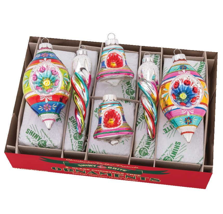 Christopher Radko Christmas Confetti 6 Count Mixed Shapes Ornaments 4028025, 026301889137