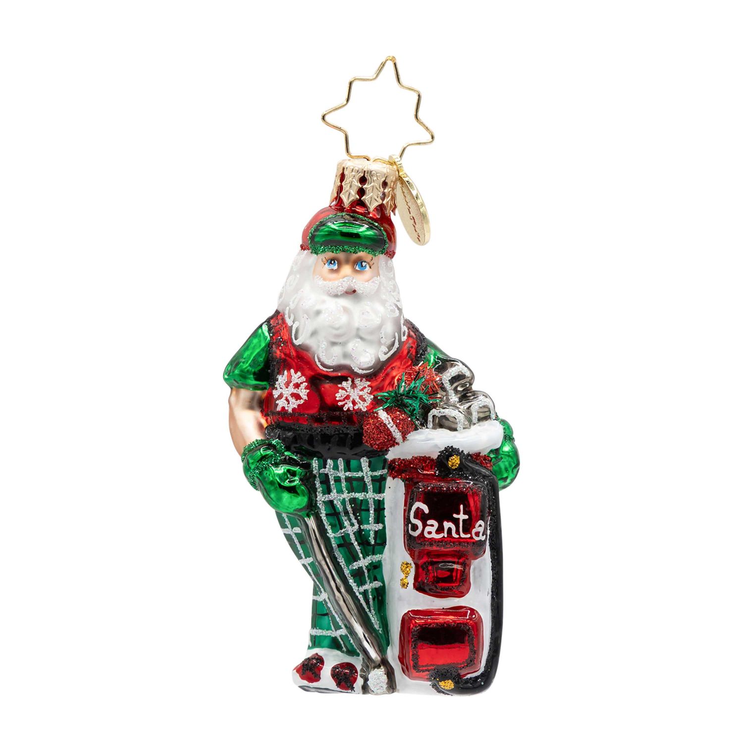 Christopher Radko Jolly Golfer Santa Gem Ornament 1022707, 026301944843