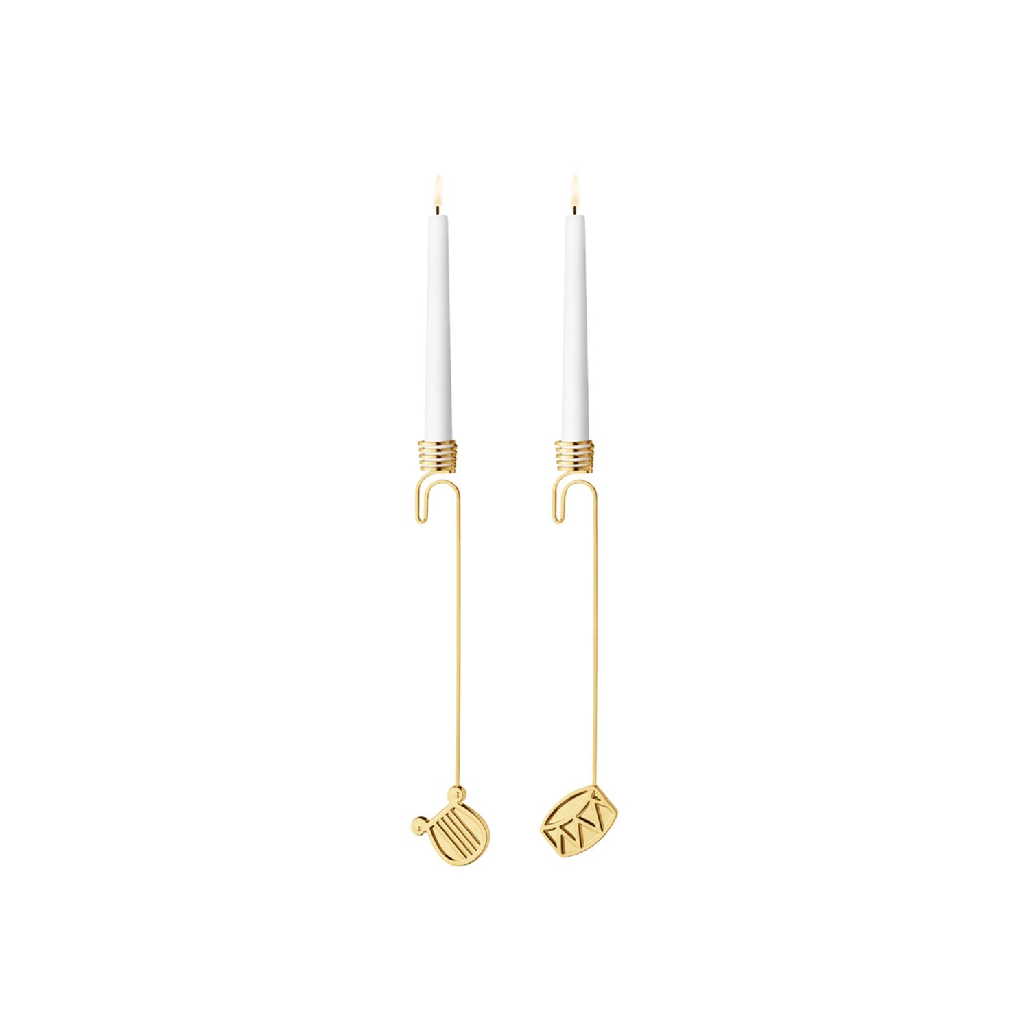 George Jensen 2026 Candleholder Set Drum &amp; Harp 18kt Gold Plated Zinc Alloy 10021062, 5713275276722
