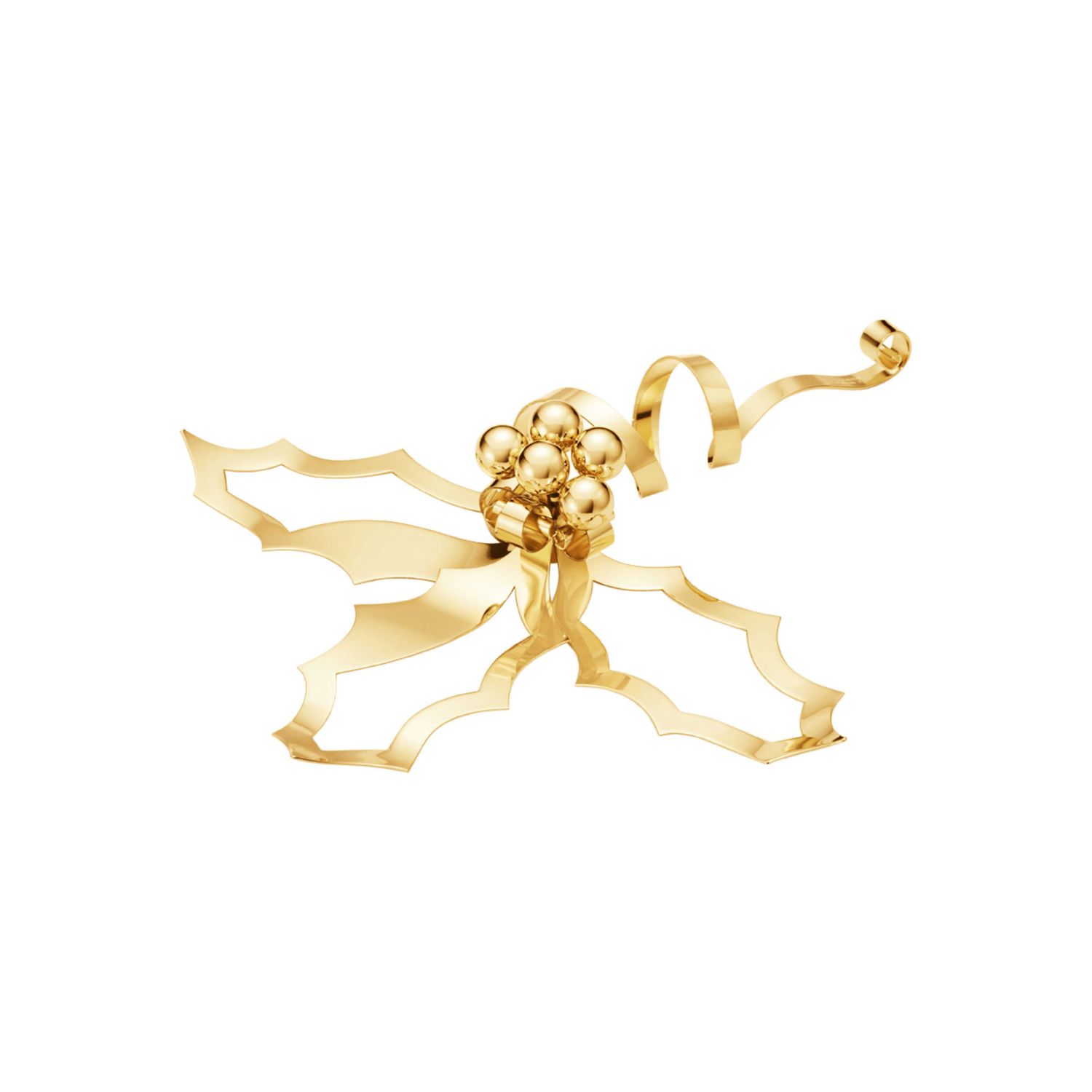 George Jensen 2026 Holly Table Ornament 18kt Gold Plated Stainless Steel Large 10021085, 5713275277…