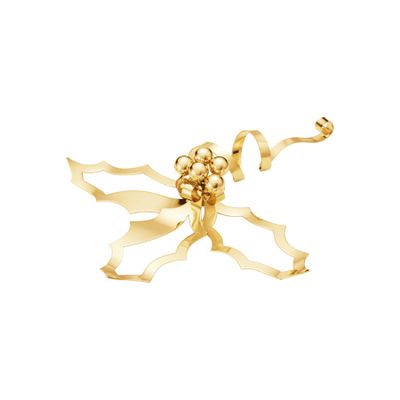 George Jensen 2026 Holly Table Ornament 18kt Gold Plated Stainless Steel Large 10021085, 5713275277…
