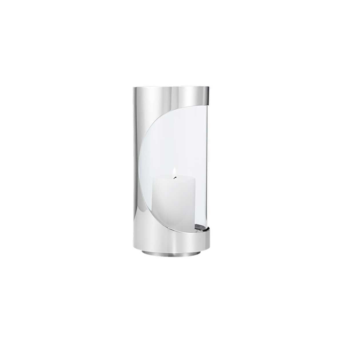 George Jensen Chrome Contours Hurricane Lantern Stainless Steel &amp; Glass 22 cm 10020461, 57132752477…