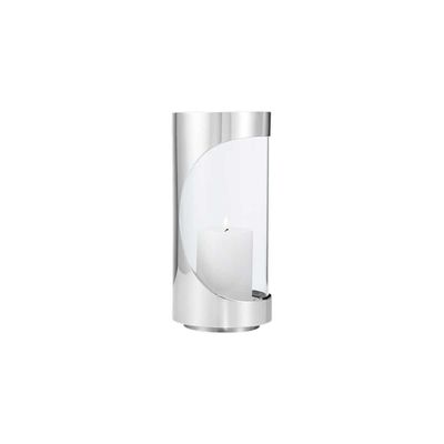 George Jensen Chrome Contours Hurricane Lantern Stainless Steel &amp; Glass 22 cm 10020461, 57132752477…