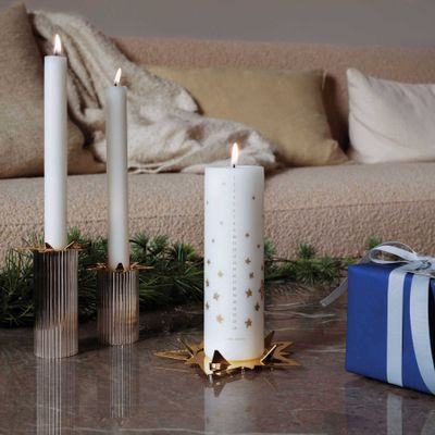George Jensen Classic Christmas Star Pillar Candle Holder Gold 10019320, 5713275209867