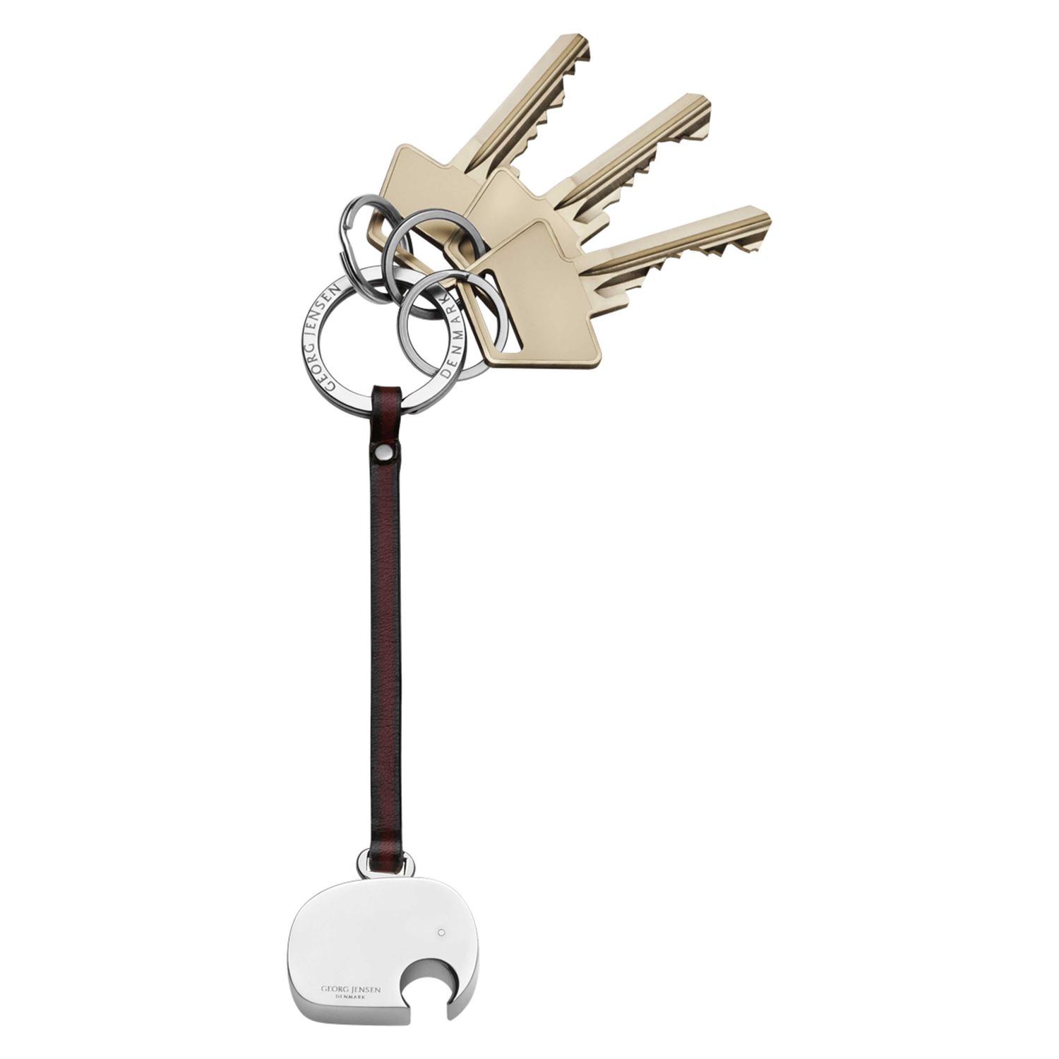 George Jensen Elephant Keyring Aluminium with Leather Strap 3584888, 5705145096080