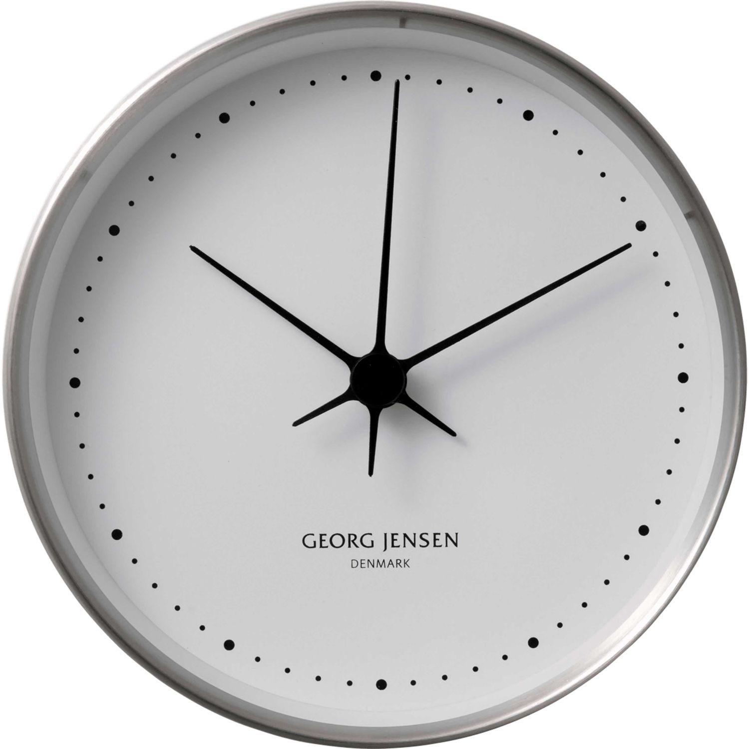 George Jensen Henning Koppel Clock Stainless Steel &amp; White ABS 10 cm 3587584, 5705145021914