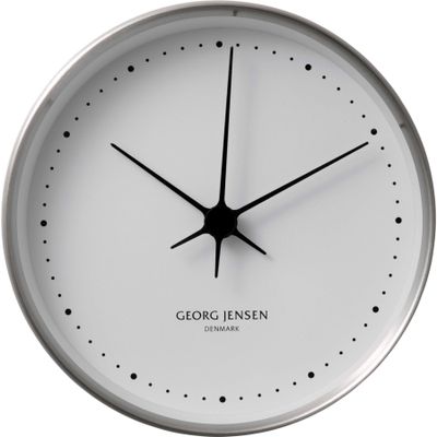 George Jensen Henning Koppel Clock Stainless Steel &amp; White ABS 10 cm 3587584, 5705145021914