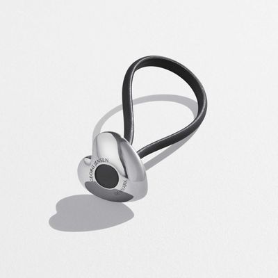 George Jensen Heart Key Ring Stainless Steel &amp; Black Polyurethane 3584869, 5705145014329