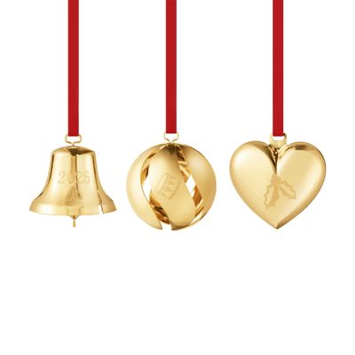 George Jensen 2026 Christmas Gift Set Bell Ball &amp; Heart 3 Pieces 18kt Gold Plated Brass 10021070, 5…