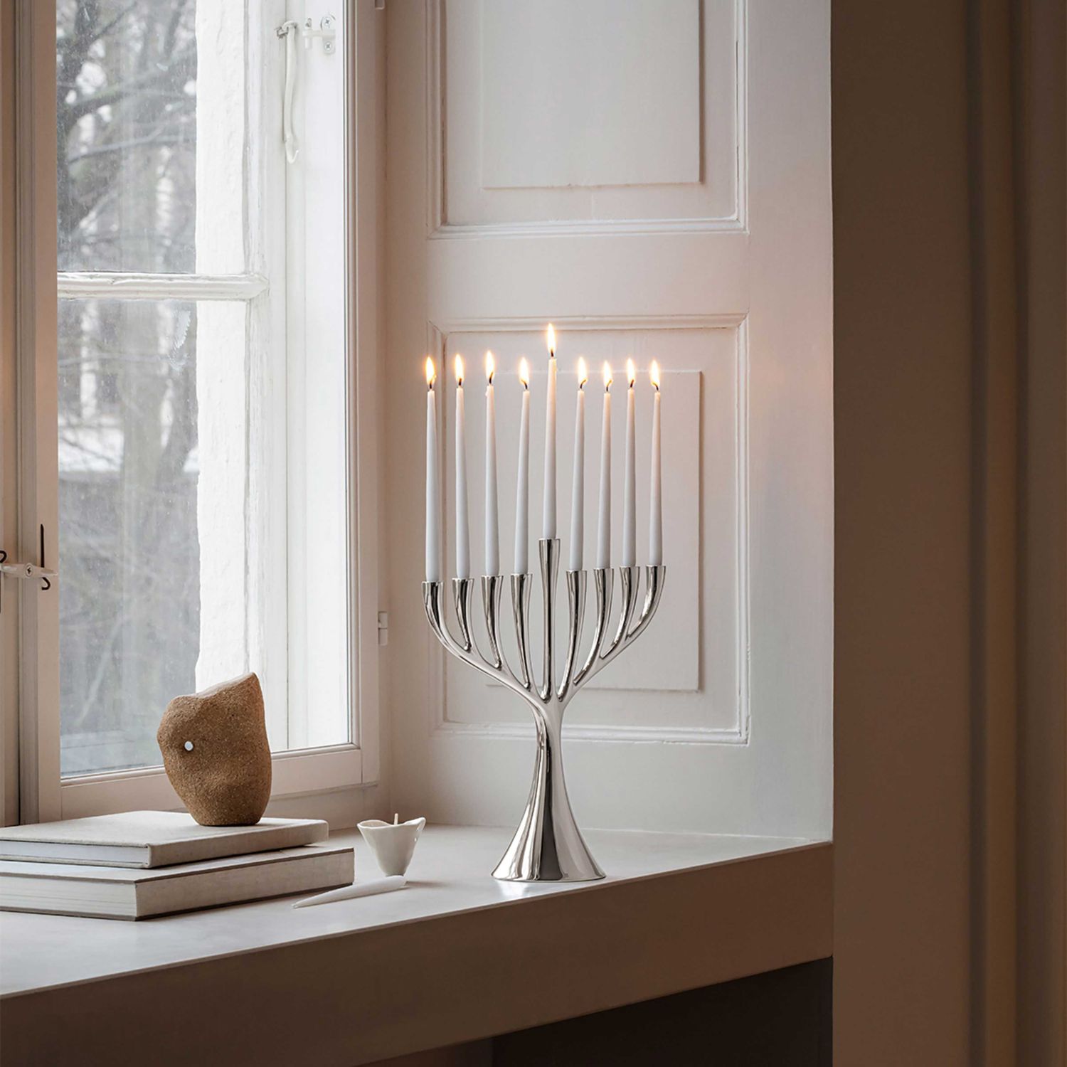 George Jensen Hanukkah Menorah Candles White Paraffin 18 Pieces 10020367, 5713275245605