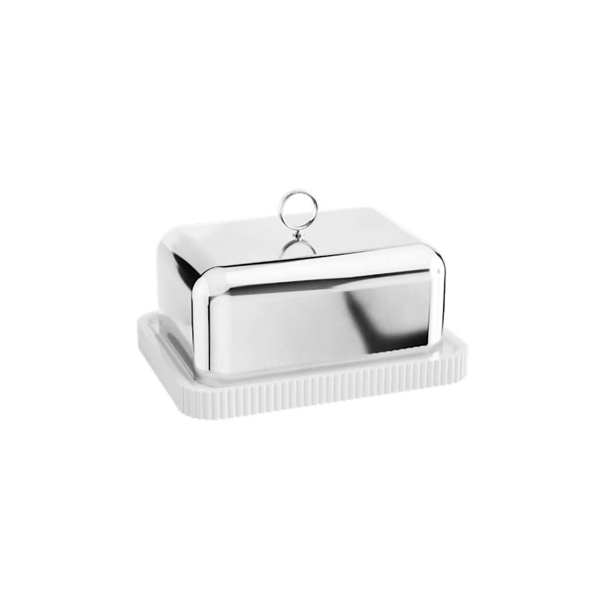 George Jensen Bernadotte Butter Dish Porcelain &amp; Stainless Steel 10019914, 5713275237662