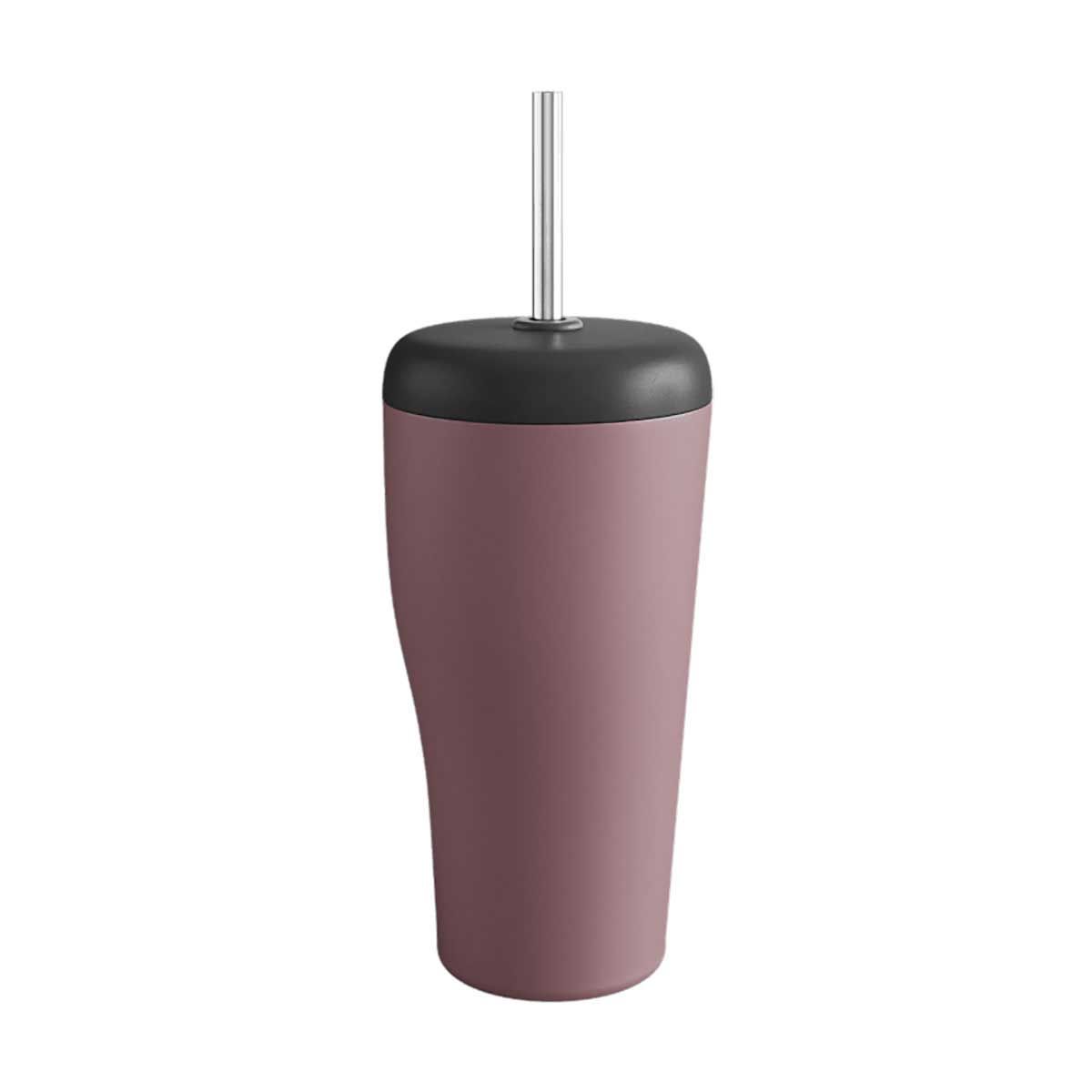 George Jensen Sky Travel Cup with Straw Rose Stainless Steel &amp; Plastic 10020656, 5713275256687