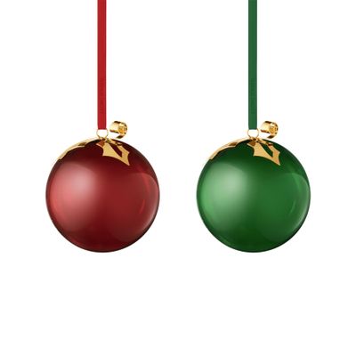 George Jensen 2026 Christmas Baubles Borosilicate Glass &amp; 18kt Gold Plated Stainless Steel 2 Pieces…
