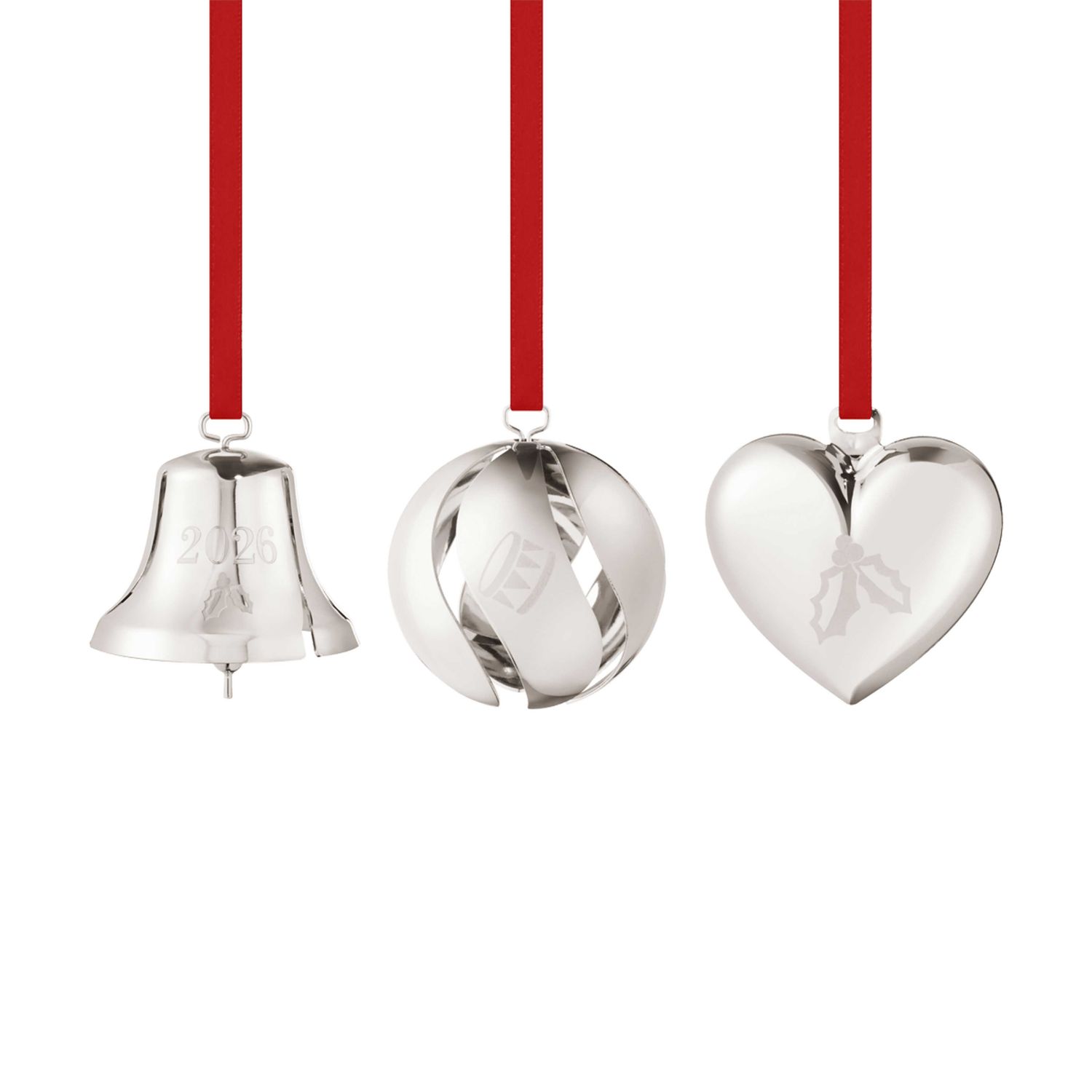 George Jensen 2026 Christmas Gift Set Bell Ball &amp; Heart 3 Pieces Palladium Plated Brass 10021071, 5…
