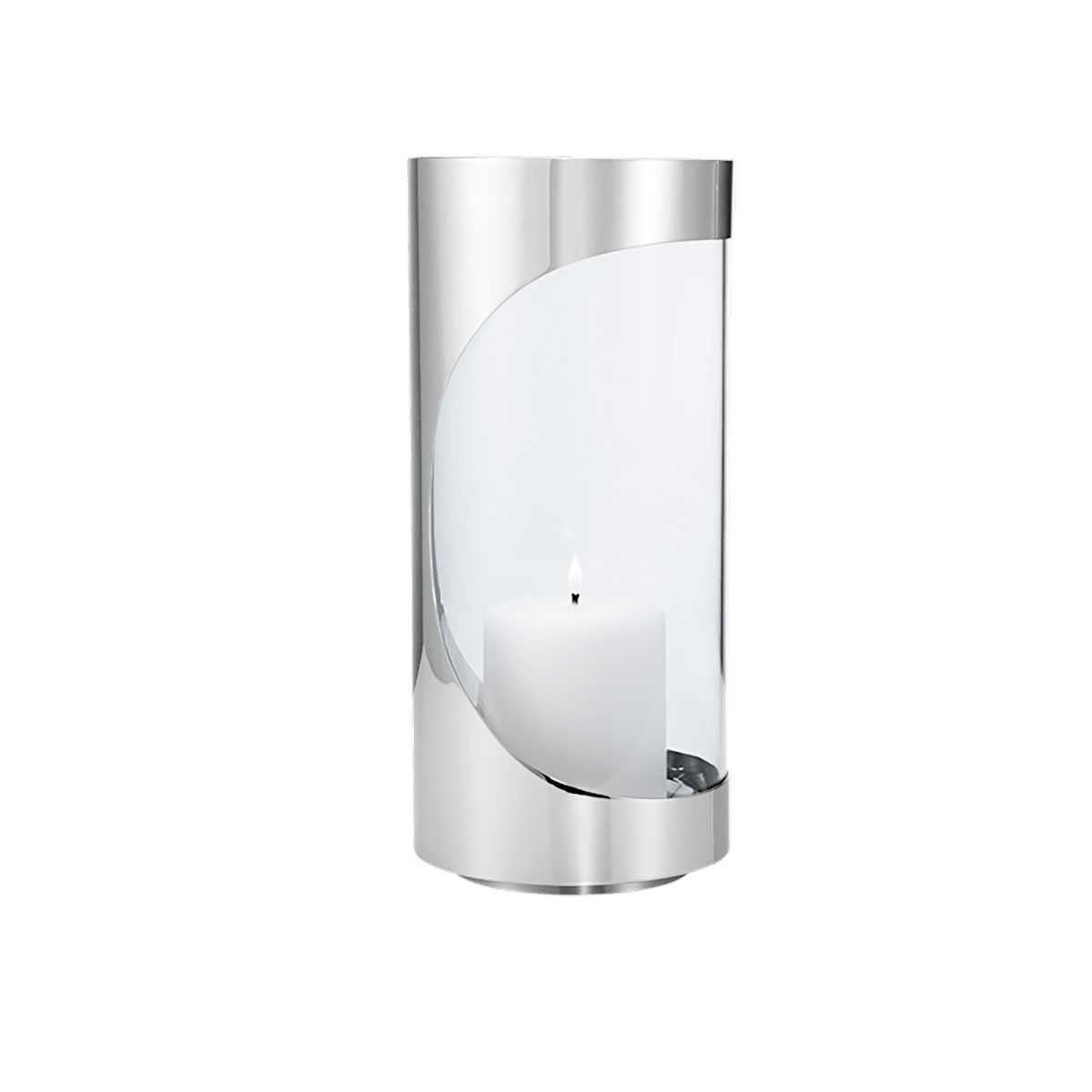 George Jensen Chrome Contours Hurricane Lantern Stainless Steel &amp; Glass 28 cm 10020462, 57132752477…