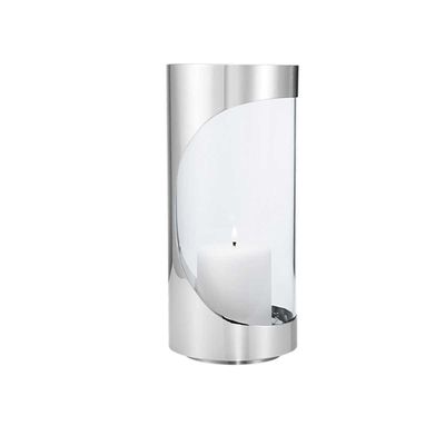 George Jensen Chrome Contours Hurricane Lantern Stainless Steel &amp; Glass 28 cm 10020462, 57132752477…