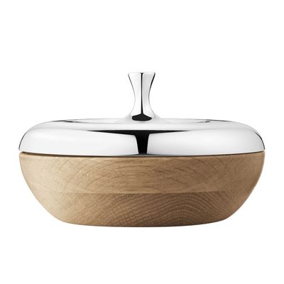 George Jensen Henning Koppel Turnip Bonbonniere Mirror Stainless Steel &amp; Oak Wood 3584893, 57051451…