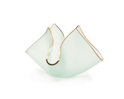 Annieglass Tulip Planter Frost &amp; Gold 7 x 8 Inch, TP101FG, 690432102955