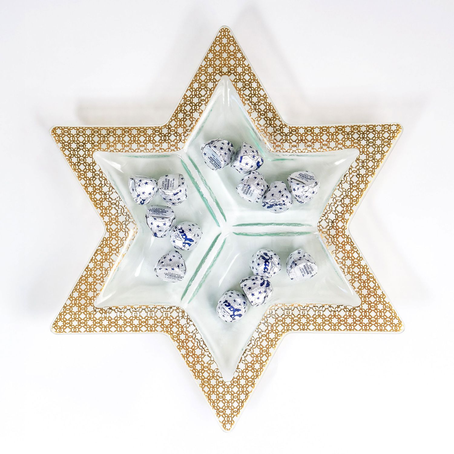Annieglass Judaica Star Platter Gold 15 Inch, J186G, 690432186191