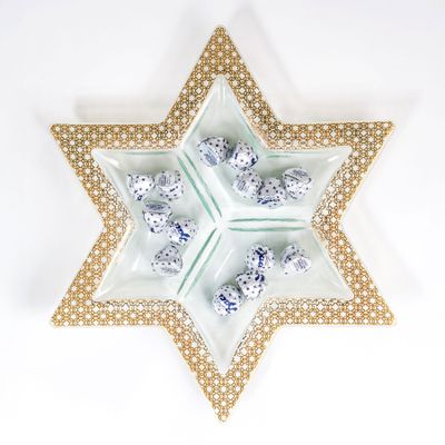 Annieglass Judaica Star Platter Gold 15 Inch, J186G, 690432186191