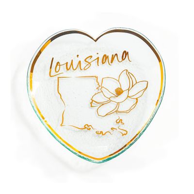 Annieglass Louisiana Heart Plate 7 Inch, CSH102LA, 690432011509