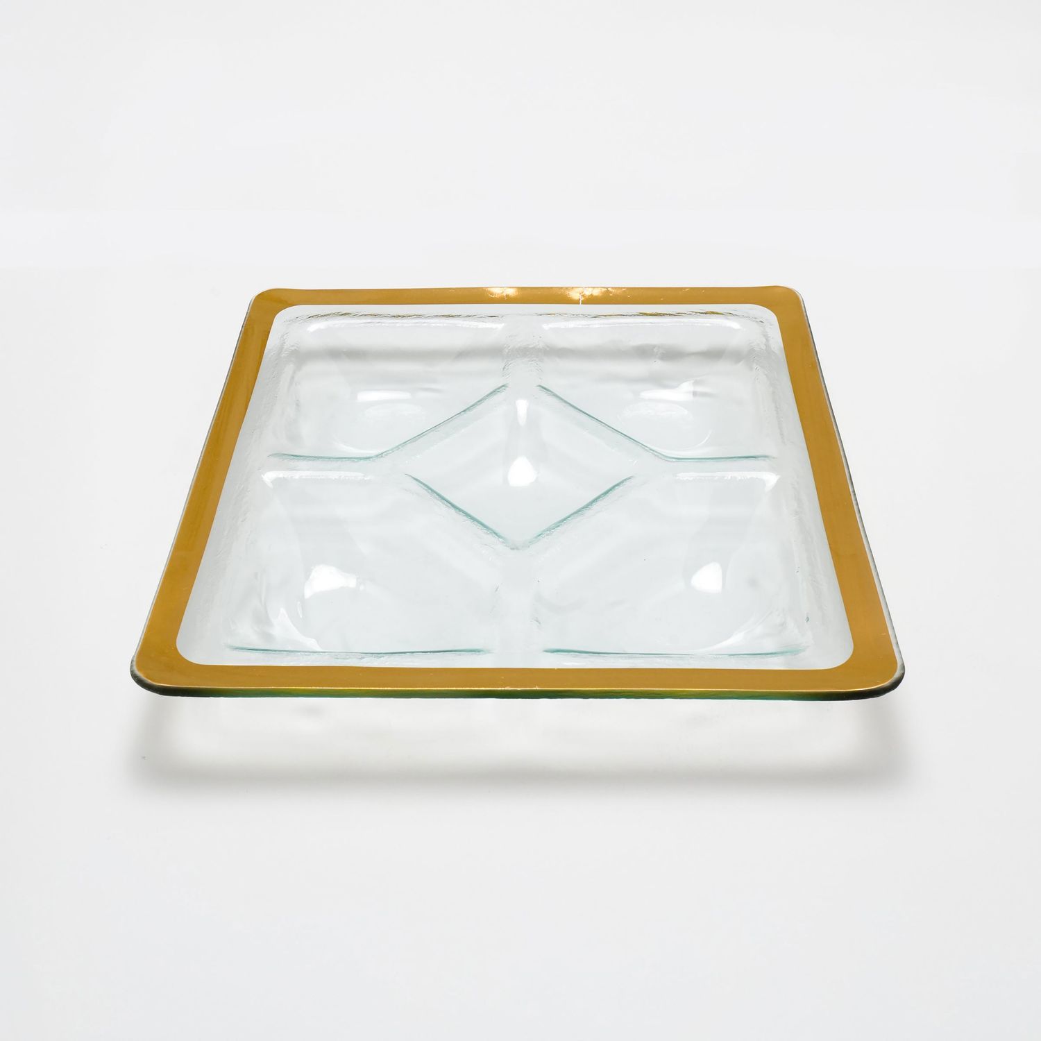 Annieglass Roman Antique Platinum Square Chip &amp; Dip 14 Inch, P250, 690432250120