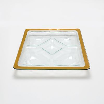 Annieglass Roman Antique Platinum Square Chip &amp; Dip 14 Inch, P250, 690432250120