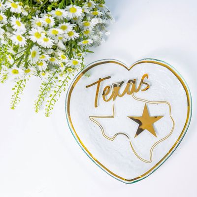 Annieglass Texas Heart Plate 7 Inch, CSH102TX, 690432013503