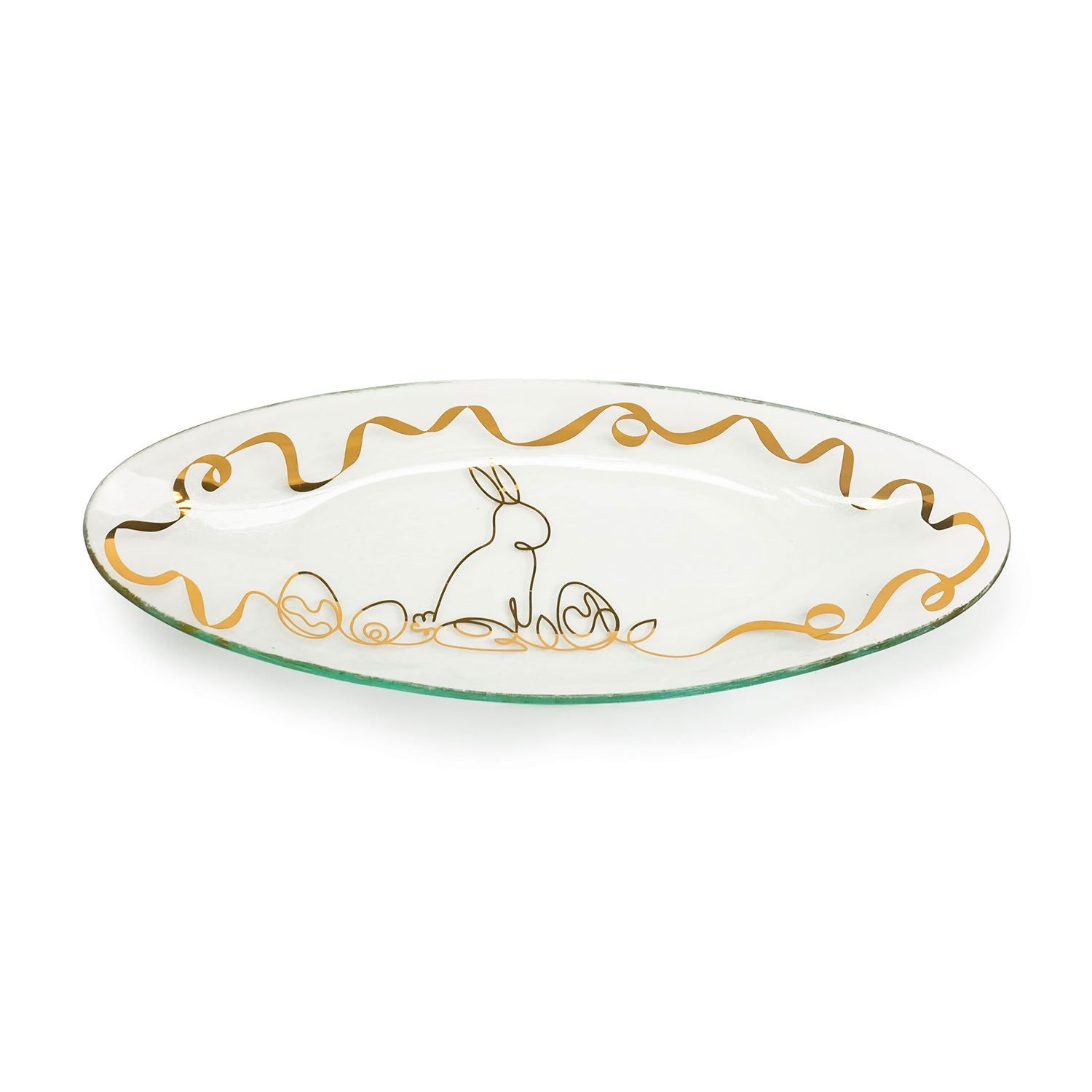 Annieglass Easter Bunny Oval Tray 16.5 x 6.25 Inch, EB151, 690432151045