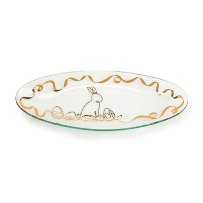 Annieglass Easter Bunny Oval Tray 16.5 x 6.25 Inch, EB151, 690432151045