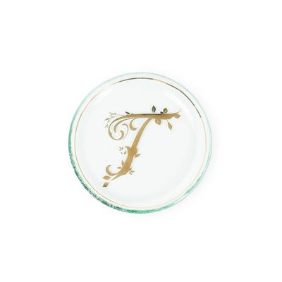 Annieglass Initial T Mini Plate 6 Inch, I099T, 690432885179