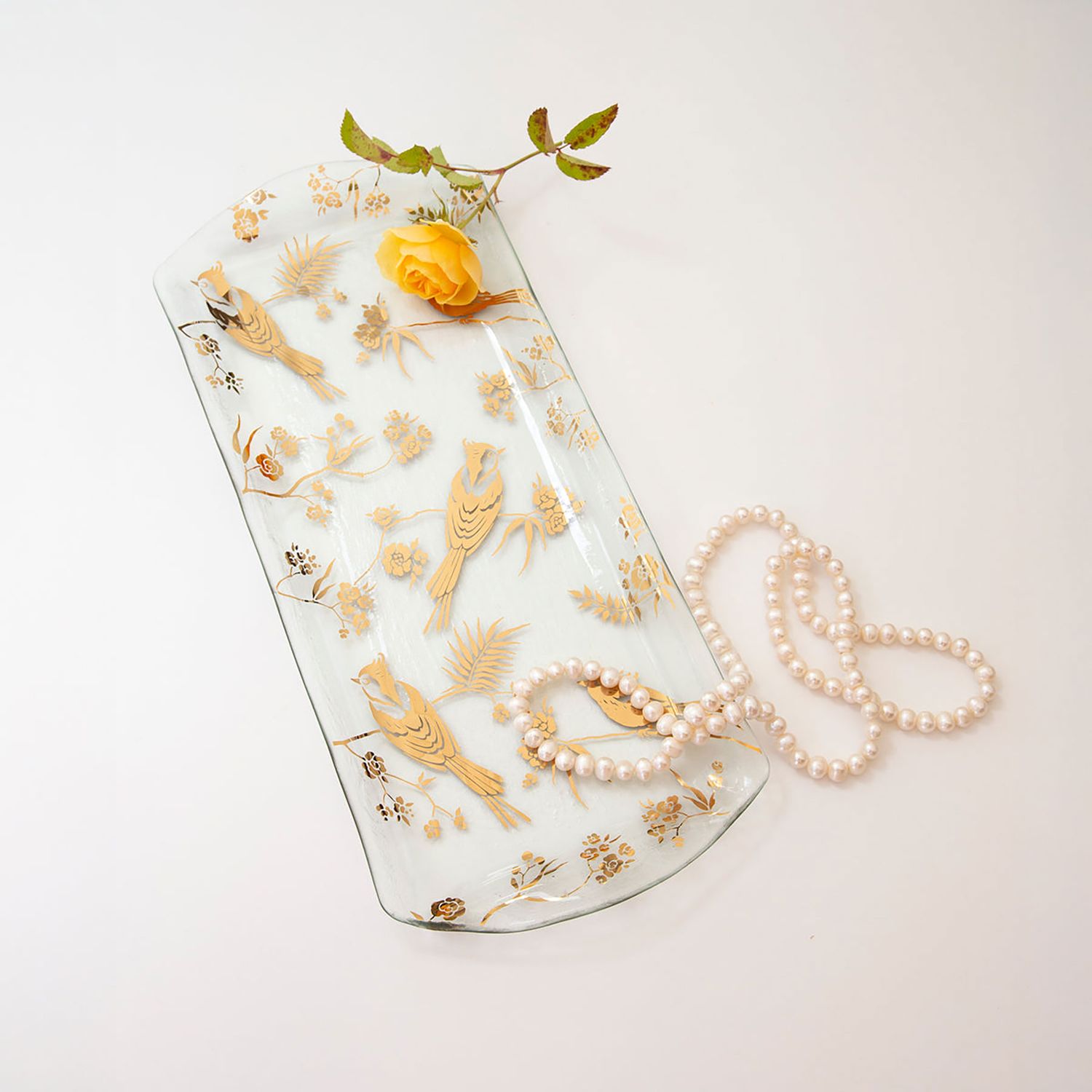 Annieglass Birdsong Rectangular Tray 16.75 x 6.75 Inch, BS170, 690432170930