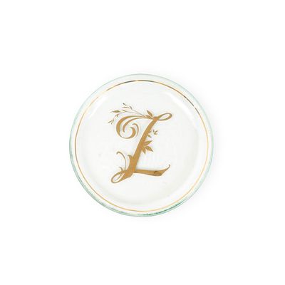 Annieglass Initial L Mini Plate 6 Inch, I099L, 690432884172