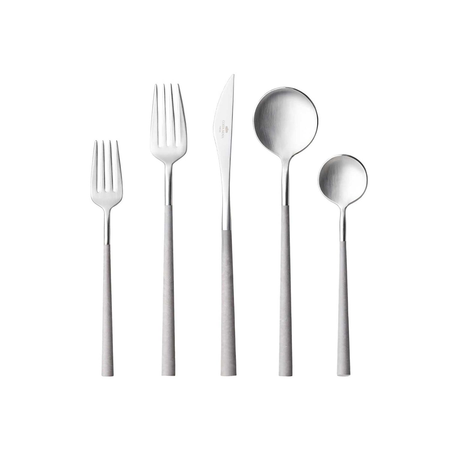 Costa Nova Mito Brushed Cloud Grey 5 Piece Place Setting Set 6.0 mm 18/10 Stainless Steel C20817-GR…
