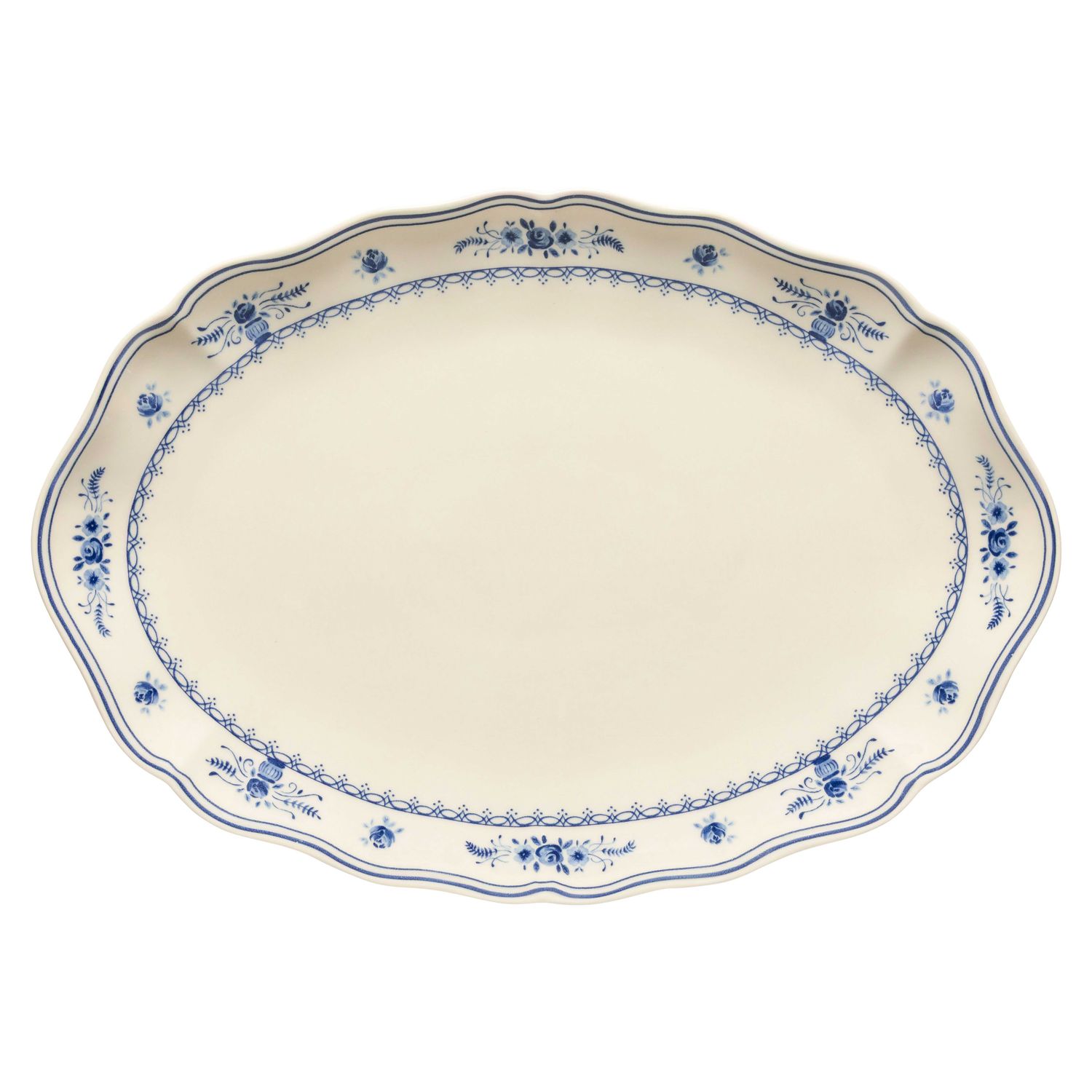 Costa Nova Vila Beige Blue Oval Platter 16 inch TA401-BBL, 5606739983338