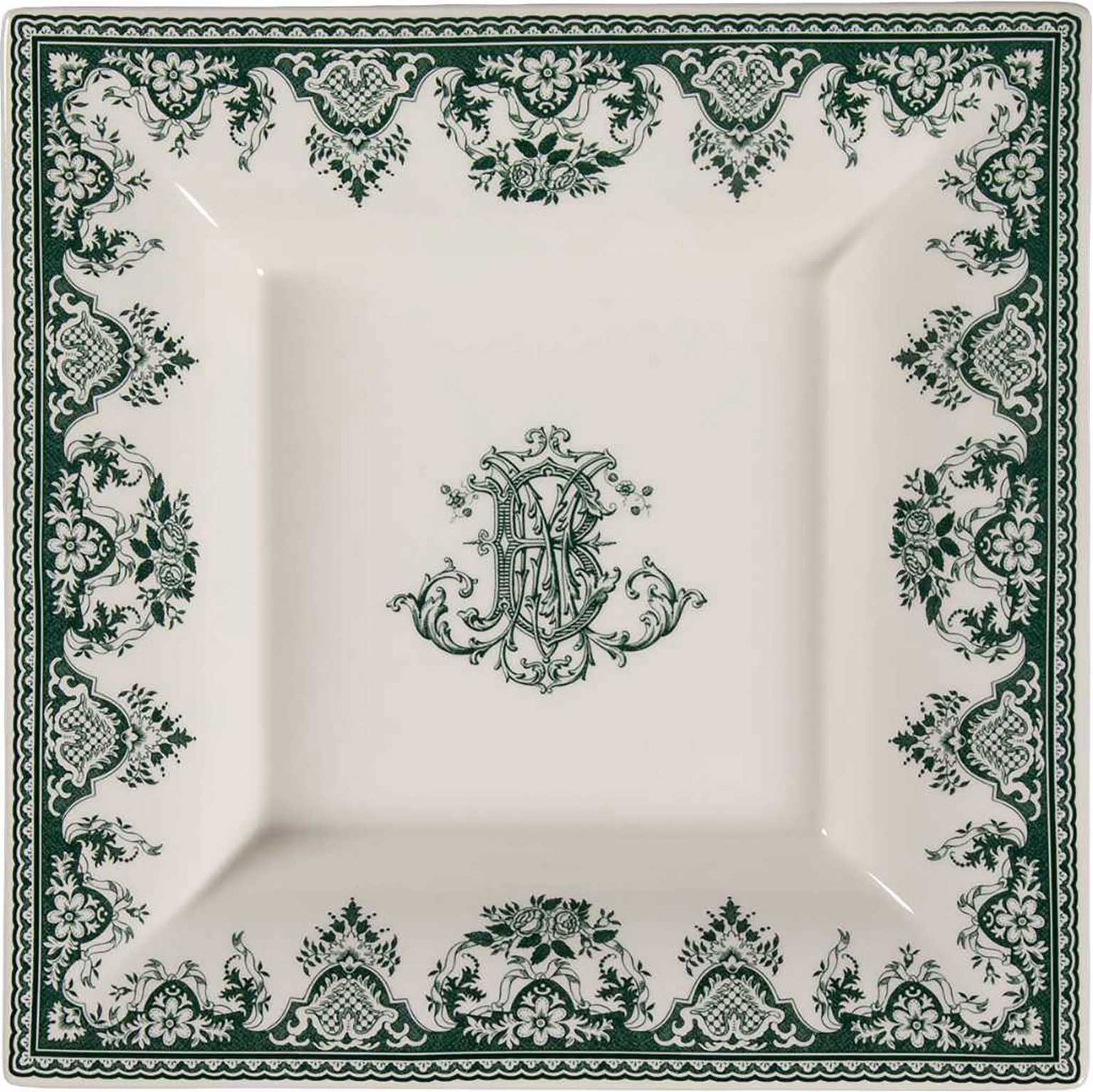 Gien France Les Depareillees Vert Square Candy Tray Extra Large, 1841C1XL01 , 3660838046938