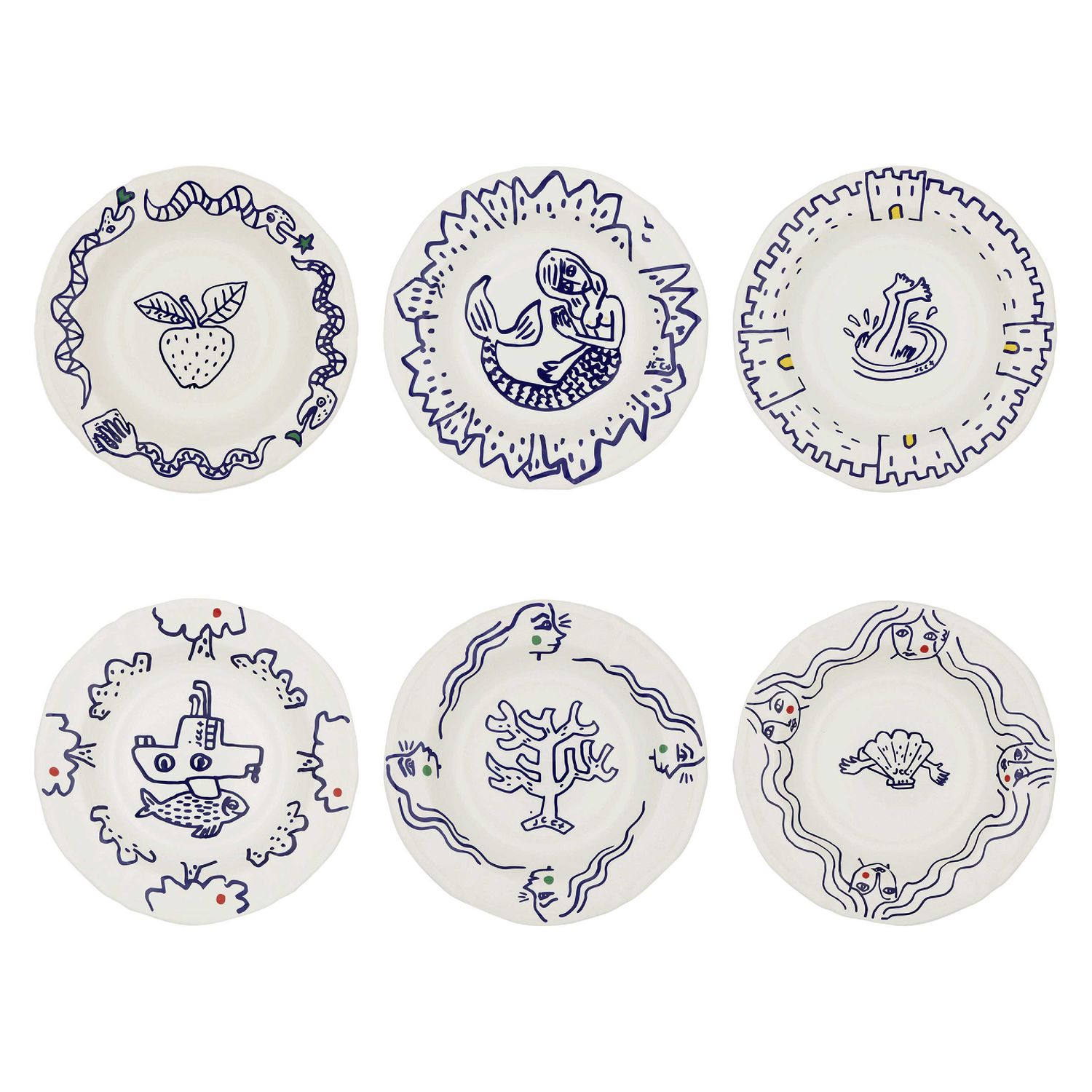 Gien France Archipel Sentimental Rim Soups Assorted, 1860B6AY26 , 3660838033297