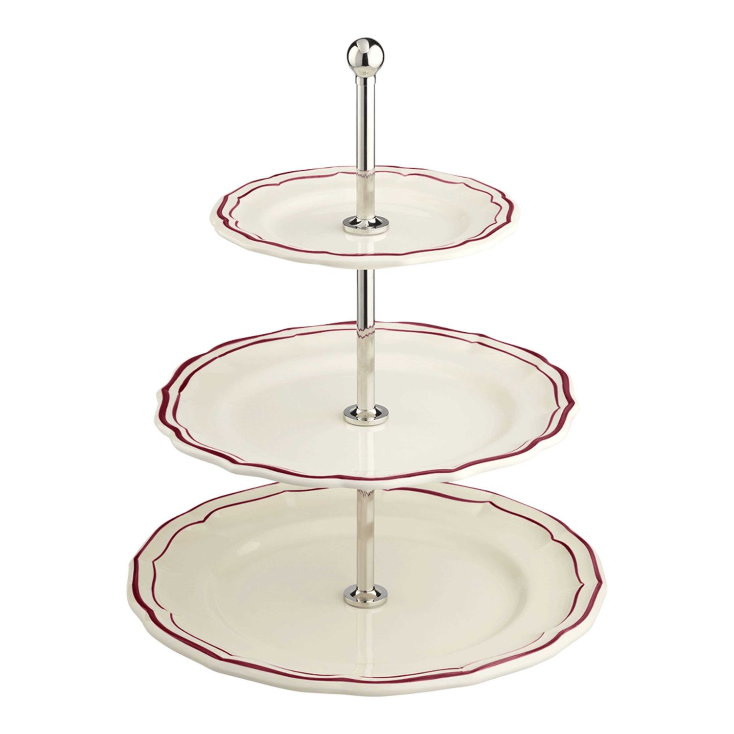 Gien France Filet Bordeaux Three-Tier Cake Stand, 1869SEMU22 , 3660838042954