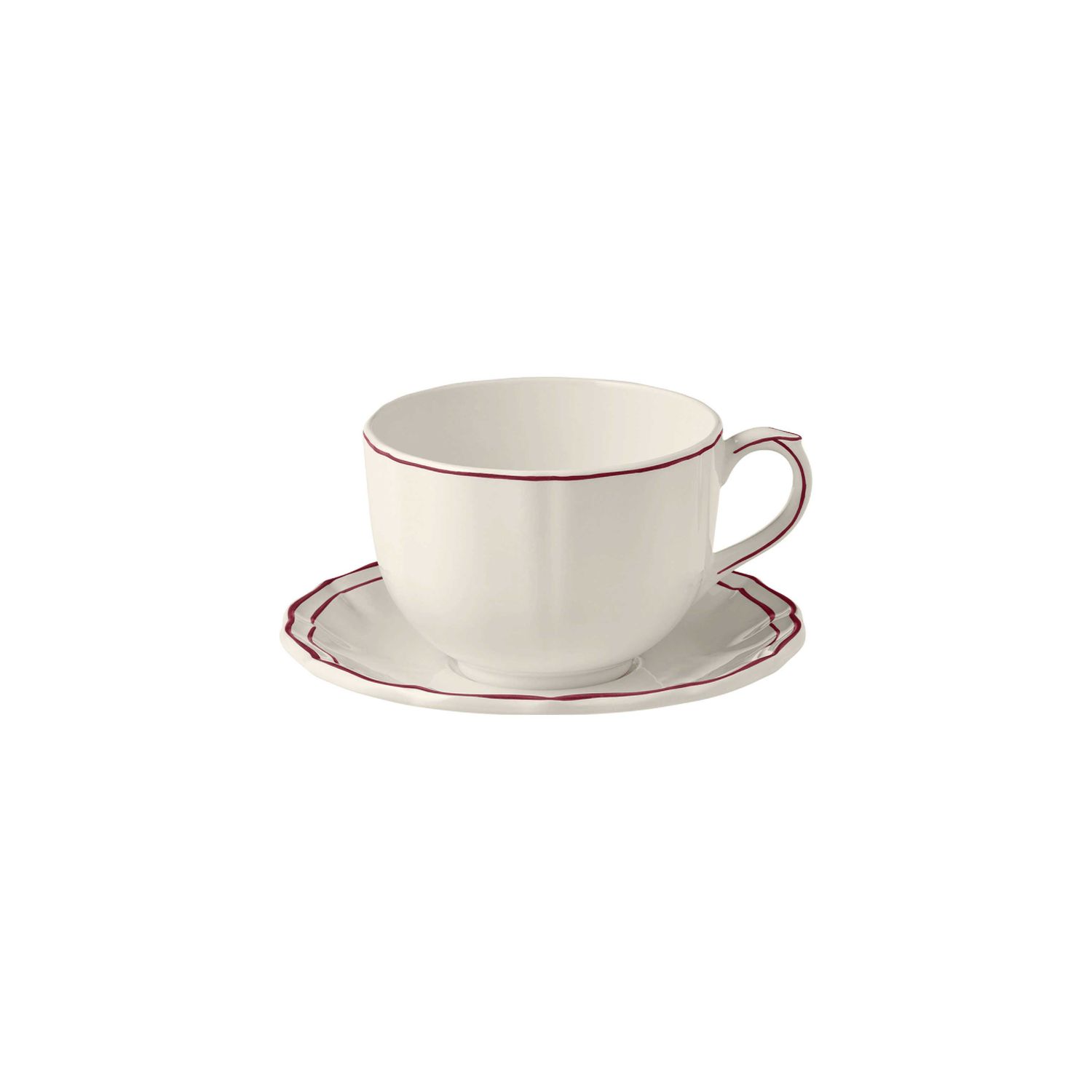 Gien France Filet Bordeaux Jumbo Cup And Saucer, 18691PTJ26 , 3660838043289