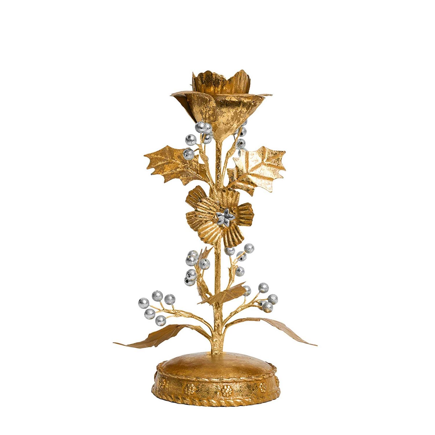 Juliska Forest Walk Holly Candlestick Gold and Silver 9 Inch CWM21/62