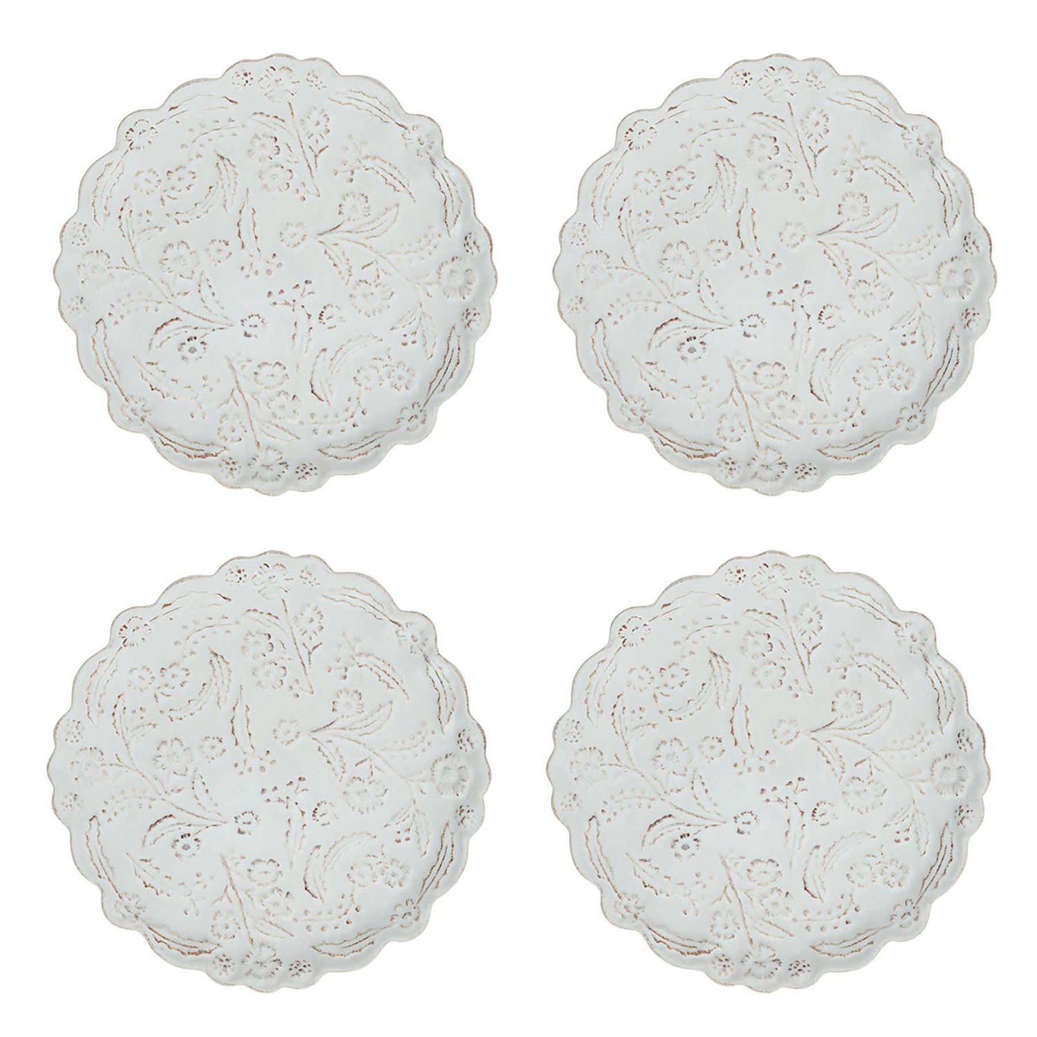 Juliska Berry &amp; Thread Thistle Cocktail Plate Set of 4 Whitewash JTH53SET/10
