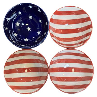 BIA Cordon Bleu Set of 4 Stars and Stripes Bowls 4 3/4 Inch, 440002S4B-1776, 033805010028