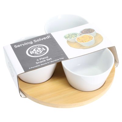BIA Cordon Bleu 4-Piece Round Bamboo Snack Set 7 7/8 Inch, 908205G, 033805092055