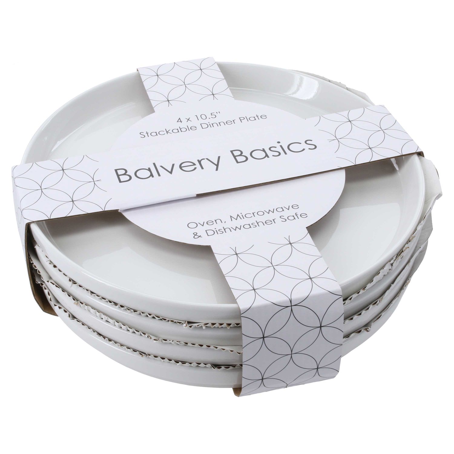 BIA Cordon Bleu Set of 4 Stackable Dinner Plates 10 1/2 Inch, 901284S4B, 033805019847